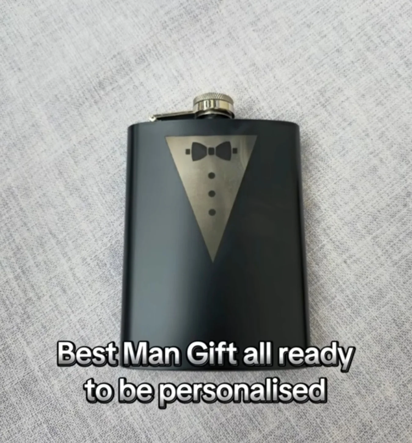 Black Best Man hip flask shown ready for personalisation
