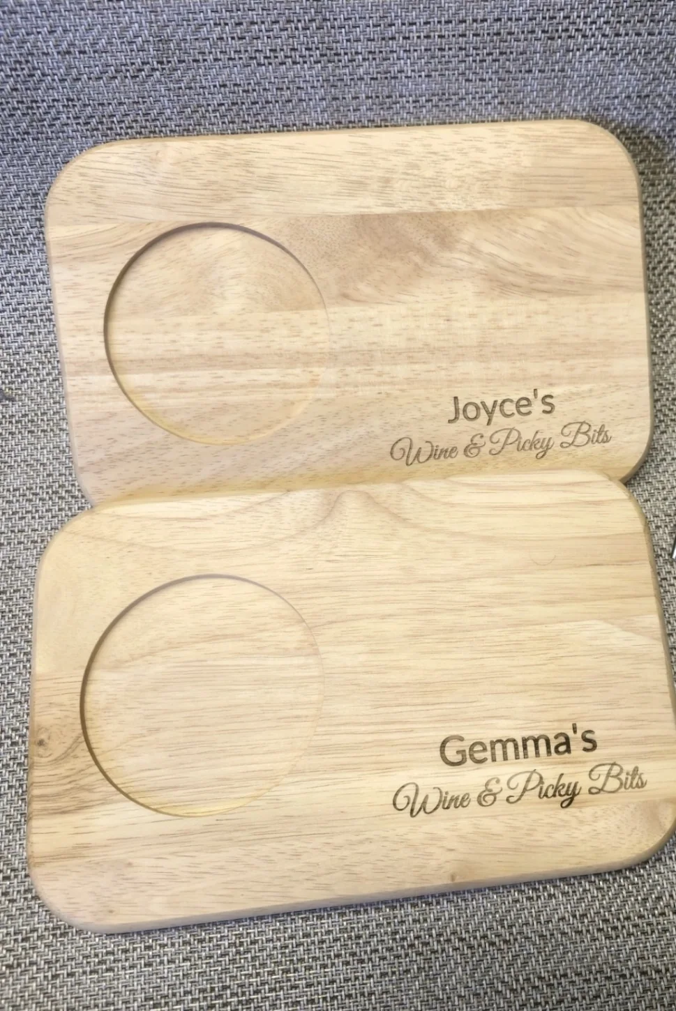 Real personalised wooden board engraved with name and wording