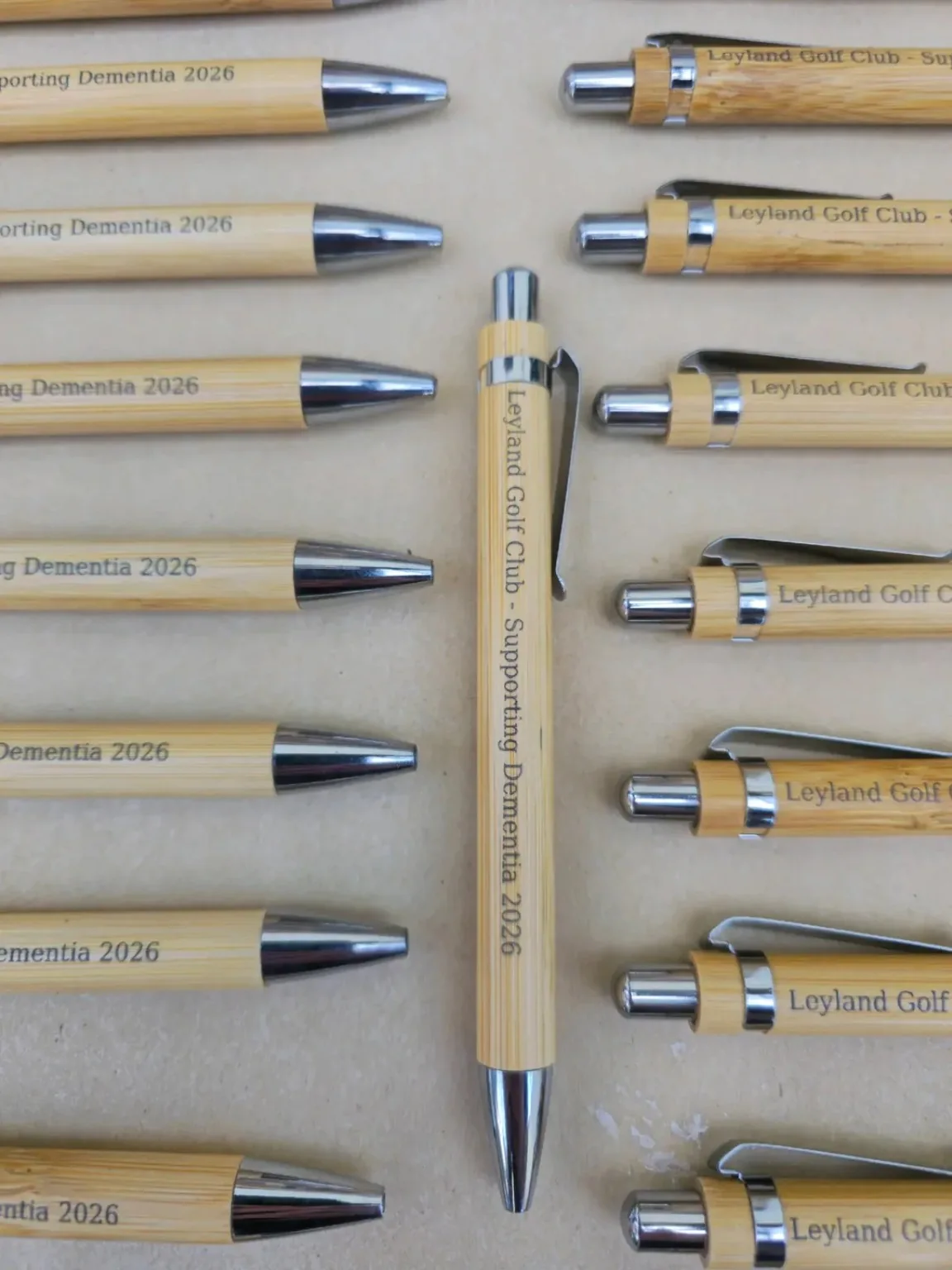 Engraved golf-day pens produced by Together We Etch
